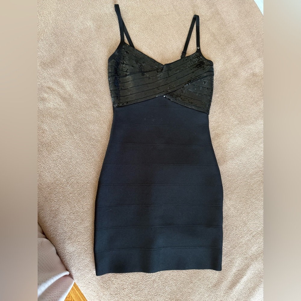 Guess Body Con Elegant Black Sequin Dress